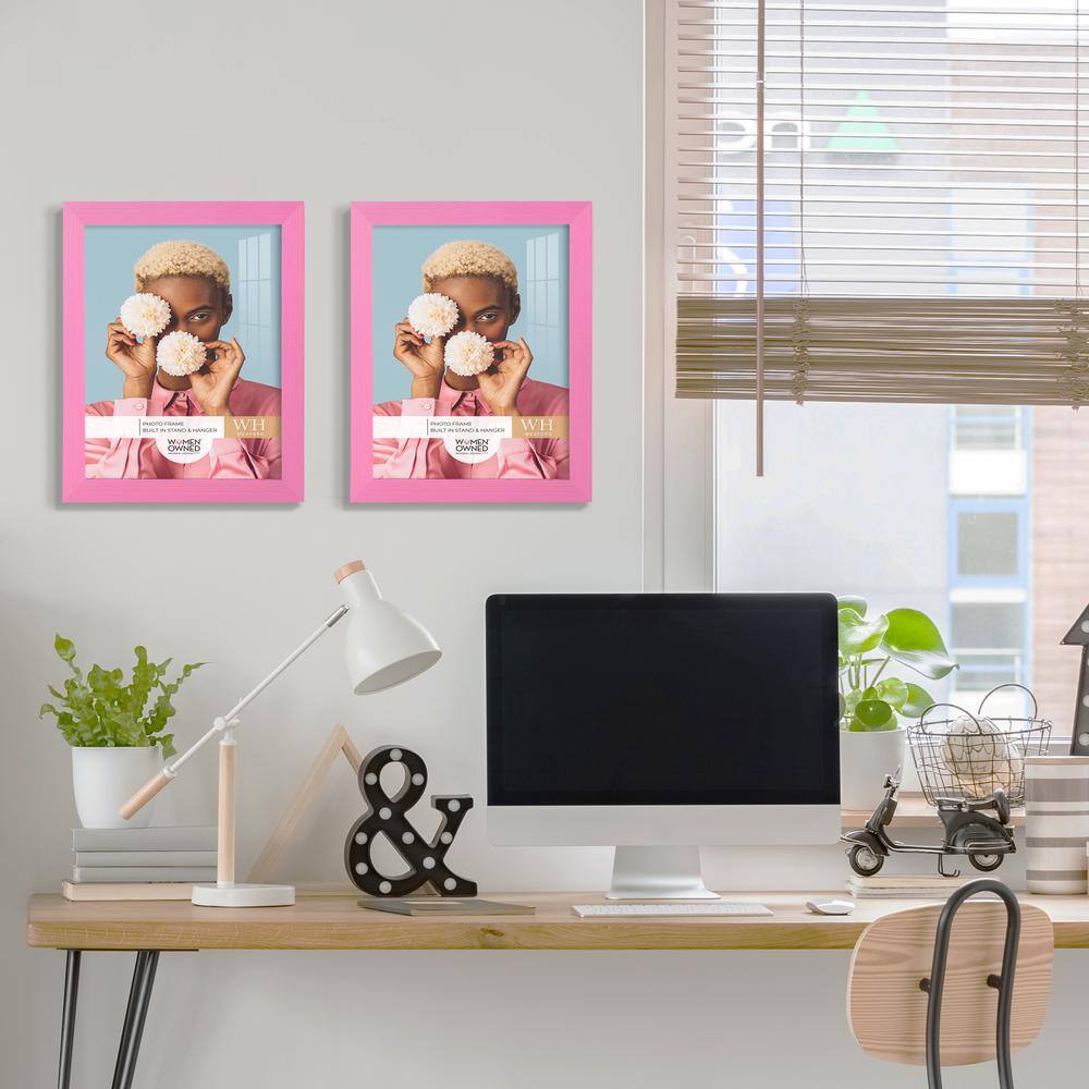 None Grooved 5 in. x 7 in. Pink Picture Frame (Set of 2)