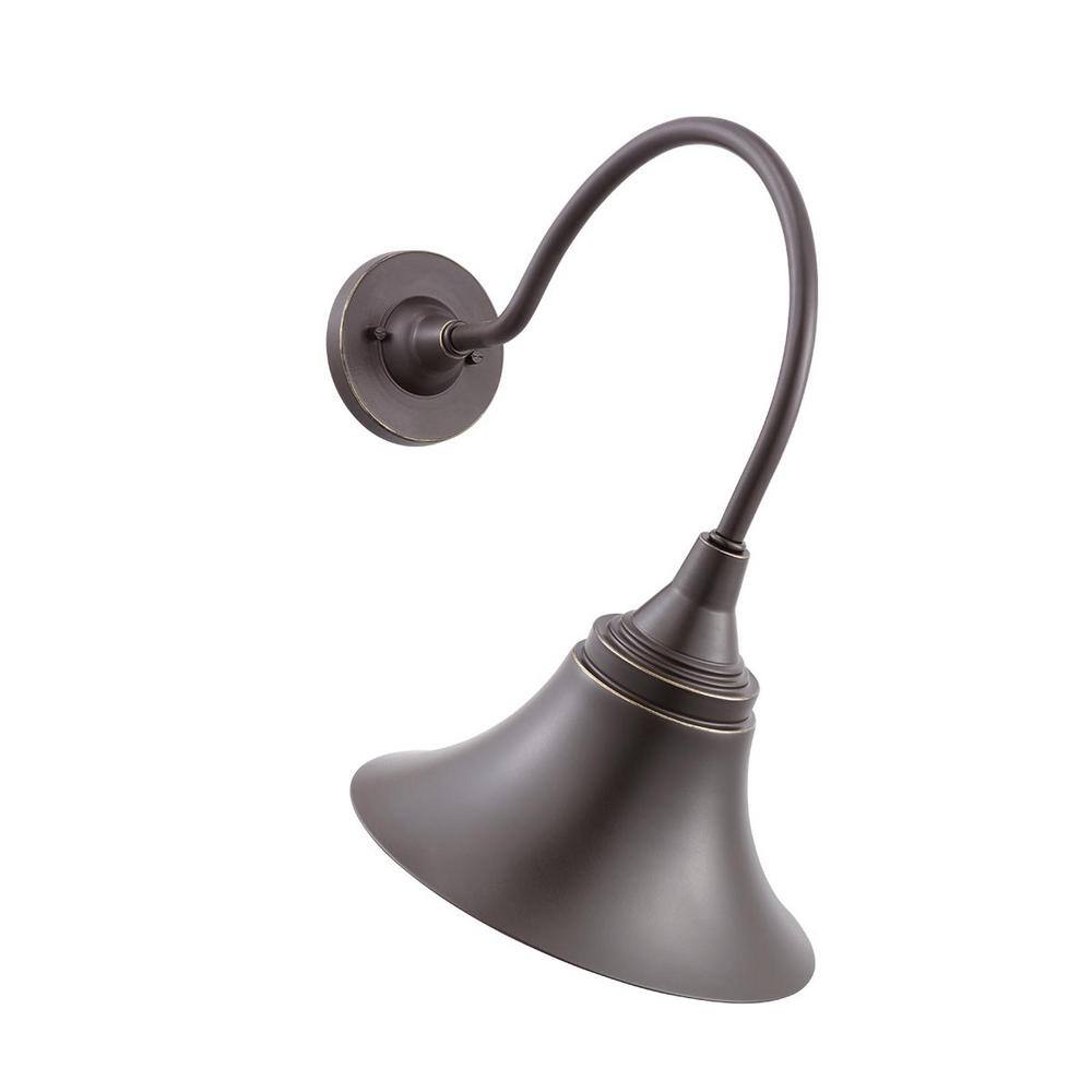 Progress Lighting Glenlake 1-Light Antique Bronze 19.6 in. Outdoor Wall Mount Gooseneck Wall Lantern Sconce