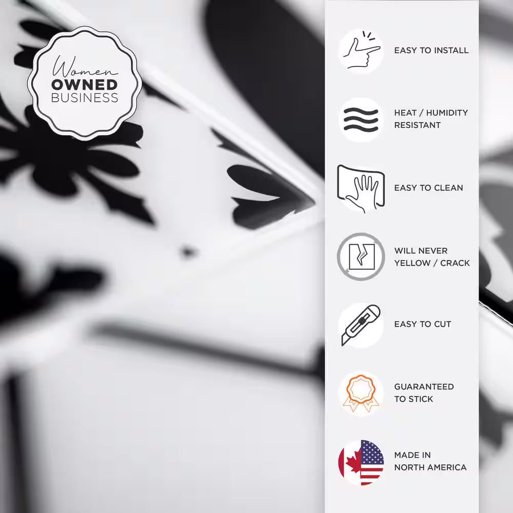 smart tiles Vintage Bilbao Black/White 9 in. x 9 in. Vinyl Peel and Stick Tile (2.20 sq. ft./4-pack)