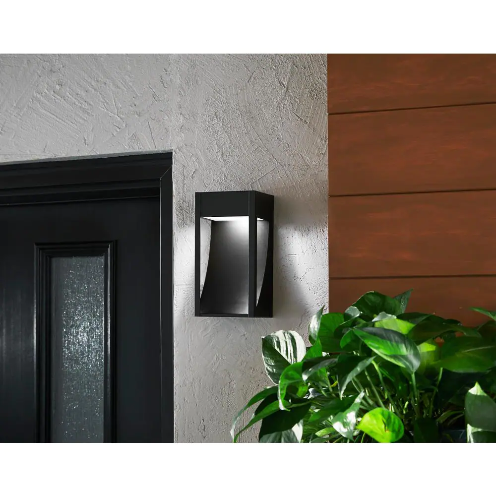Home Decorators Collection Monticello 1-Light Oil Rubbed Bronze Outdoor Integrated LED Wall Lantern Sconce with Etched Lens