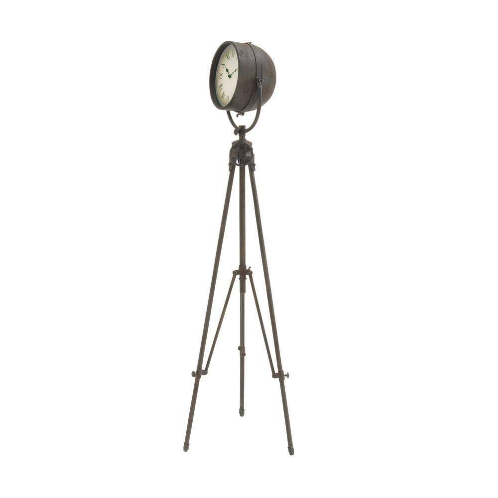 Litton Lane Black Metal Tall Tripod Analog Clock