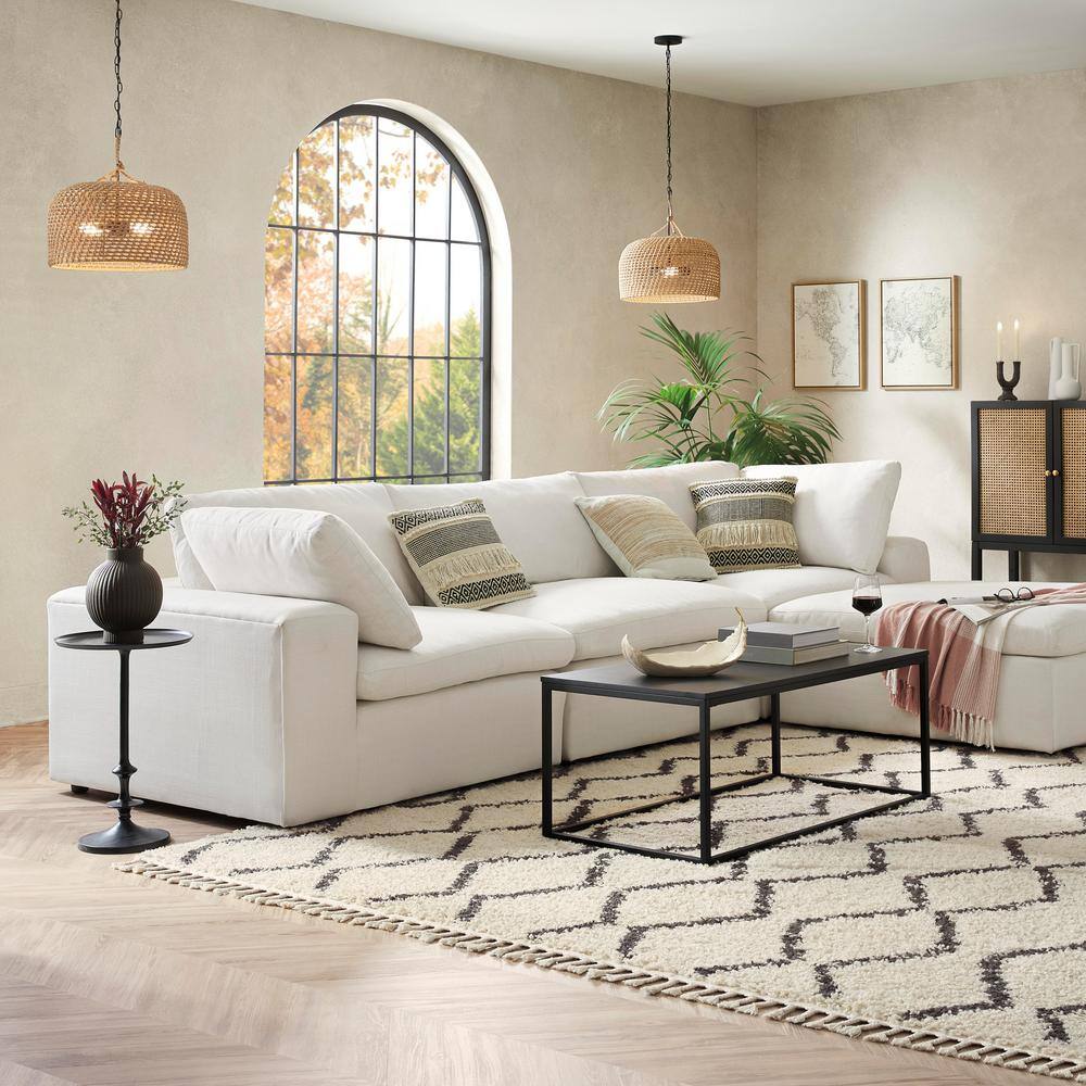 THE URBAN PORT Black and White Diamond Pattern Fringed Cotton Accent 4 in. x 18 in. Throw Pillow (Set of 2)