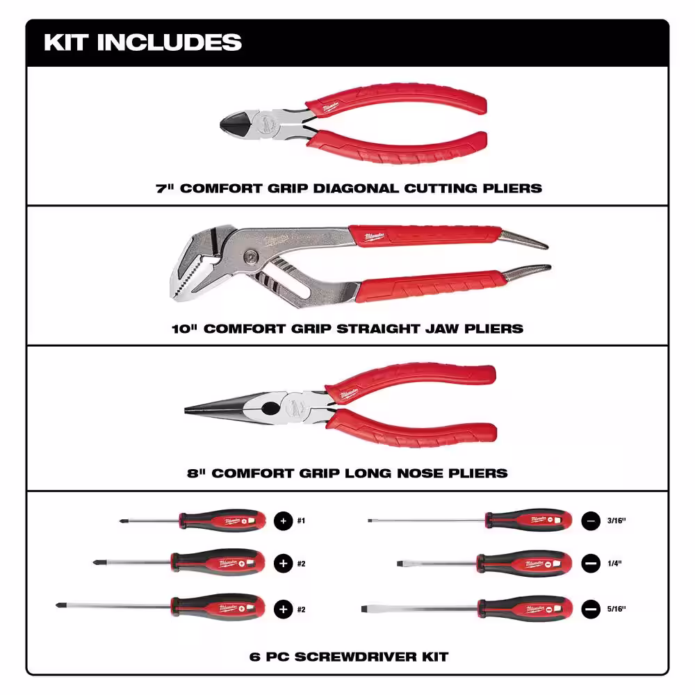 Milwaukee 9-Piece Pliers and Screwdriver Set