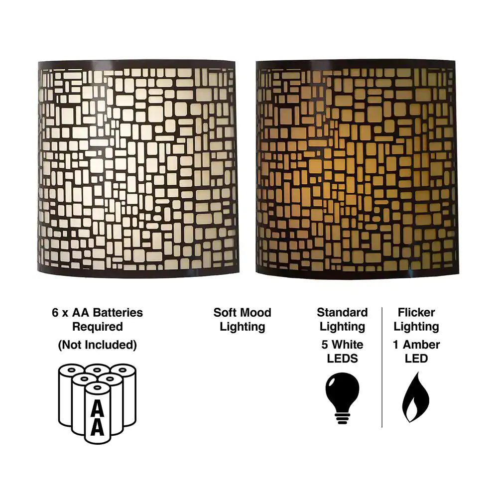 It's Exciting Lighting London Barrel Sconce Indoor Battery Operated Integrated LED Wall Sconce with Candle Flicker Mode and Brown/Beige Shade