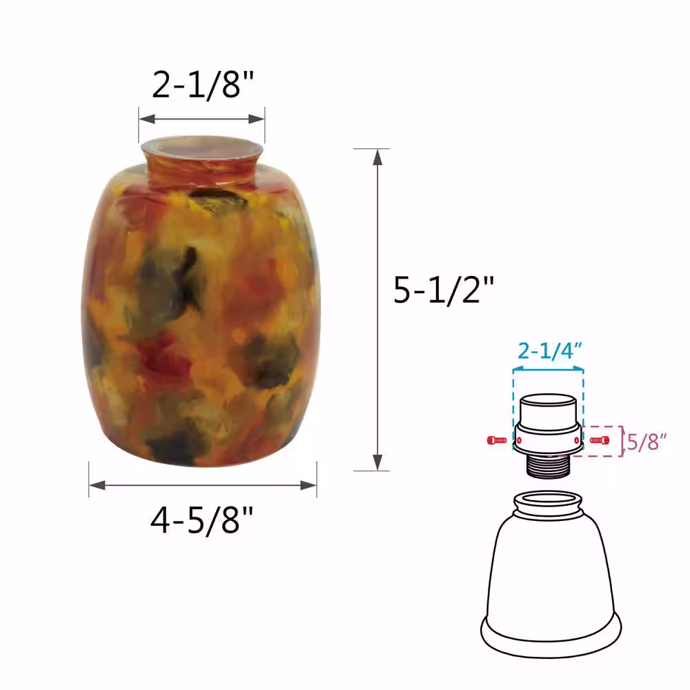 None 5-1/4 in. Art Ceiling Fan Replacement Glass Shade (4-Pack)