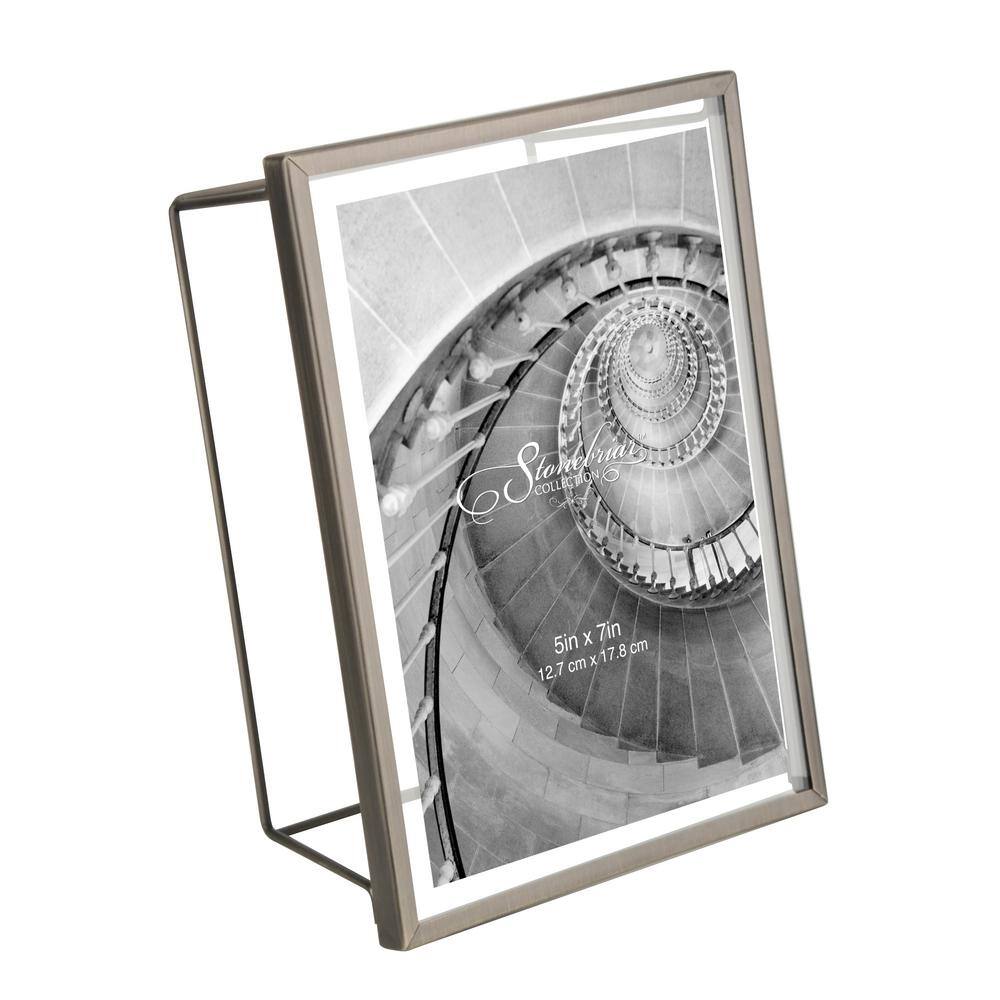 Stonebriar Collection 5 in. x 7 in. Brushed Silver Gunmetal Picture Frame
