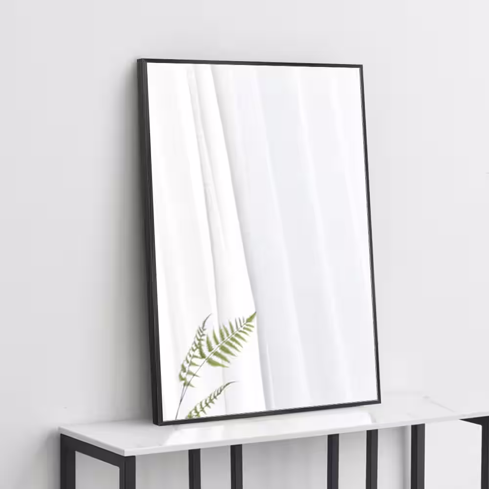 NEUTYPE Medium Rectangle Black Shelves & Drawers Modern Mirror (36 in. H x 24 in. W)