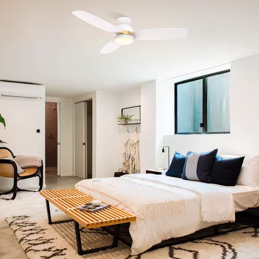 CARRO Biscay 48 in. Integrated LED Indoor/Outdoor White Smart Ceiling Fan with Light and Remote, Works with Alexa/Google Home