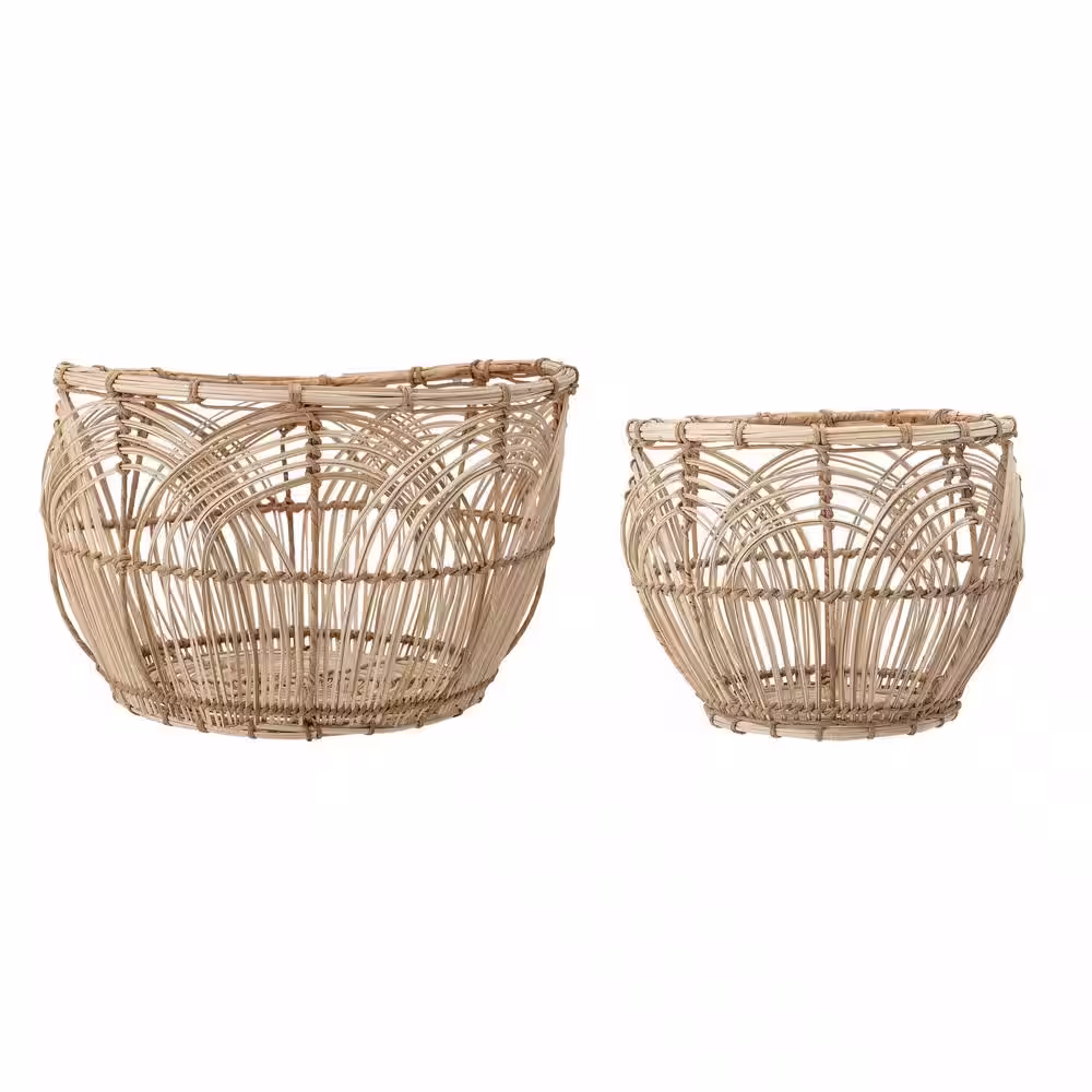 Storied Home Decorative Beige Rattan Baskets (Set of 2)