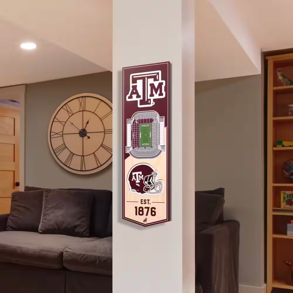YouTheFan NCAA Texas AandM Aggies 6 in. x 19 in. 3D Stadium Banner-Kyle Field