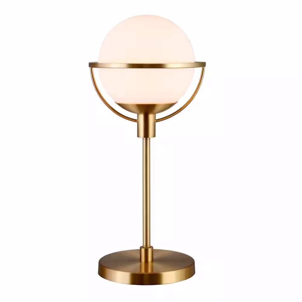 Meyer&Cross Cieonna 21 in. Brass Finish Globe & Stem Table Lamp with Glass Shade