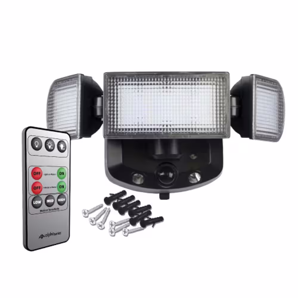 Swann Alpha Series 1,200 Lumens 180-Degree Motion Activated Flood Light with Adjustable Heads and Enforcer Lights Plus Remote