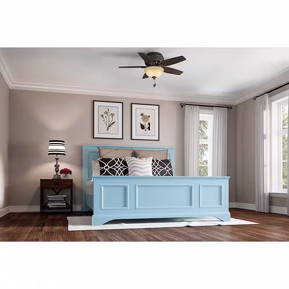 Hunter Newsome 42 in. Indoor Low Profile Premier Bronze Ceiling Fan with Light Kit