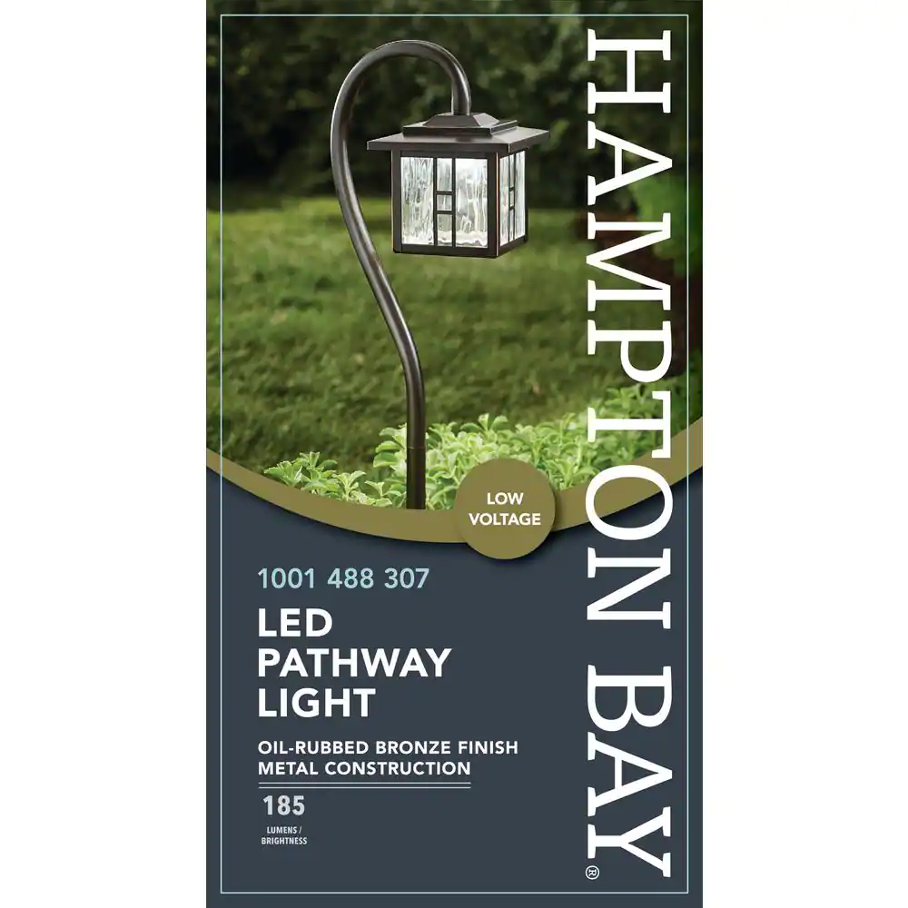 Hampton Bay Melbourne 10-Watt Equivalent Low-Voltage Oil-Rubbed Bronze Integrated LED Outdoor Landscape Tiffany Style Path Light