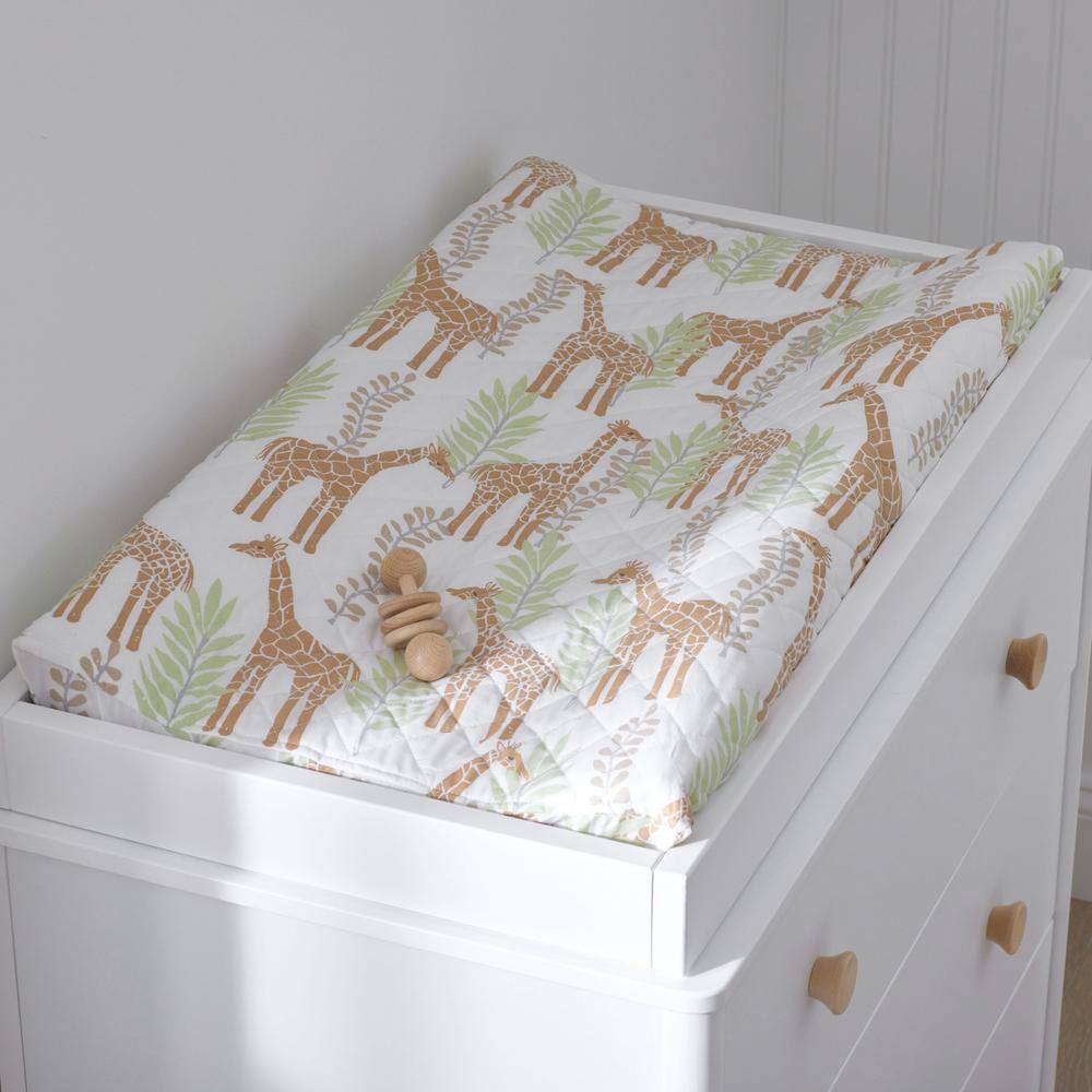 The Company Store Company Kids Giraffe Play Quilted Multi Organic Cotton Percale Bedroom Linen Changing Pad Cover