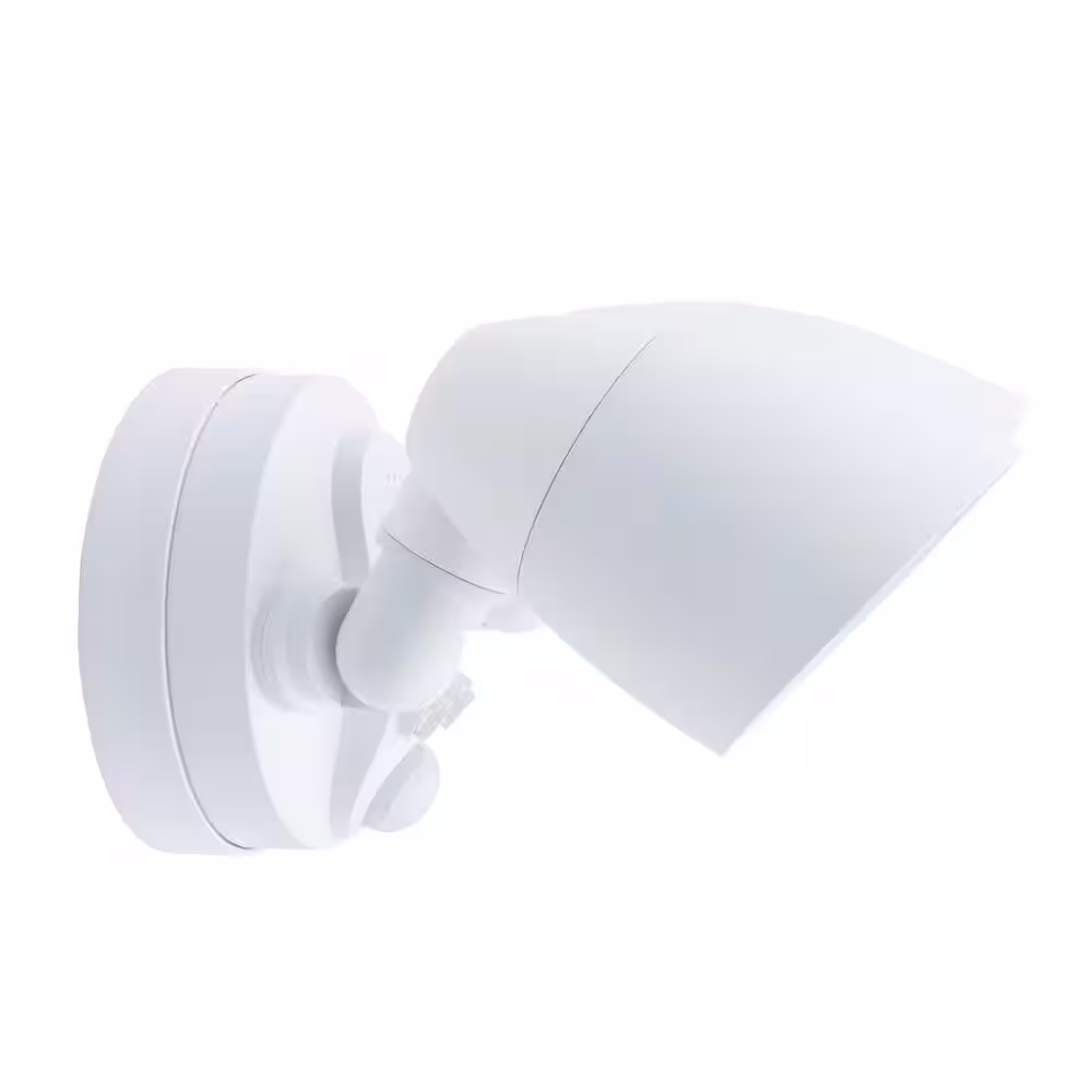 Maxxima 20-Watt 150-Degree White 2-Head Motion Activated Outdoor Integrated LED Flood Light with Dusk to Dawn Sensor