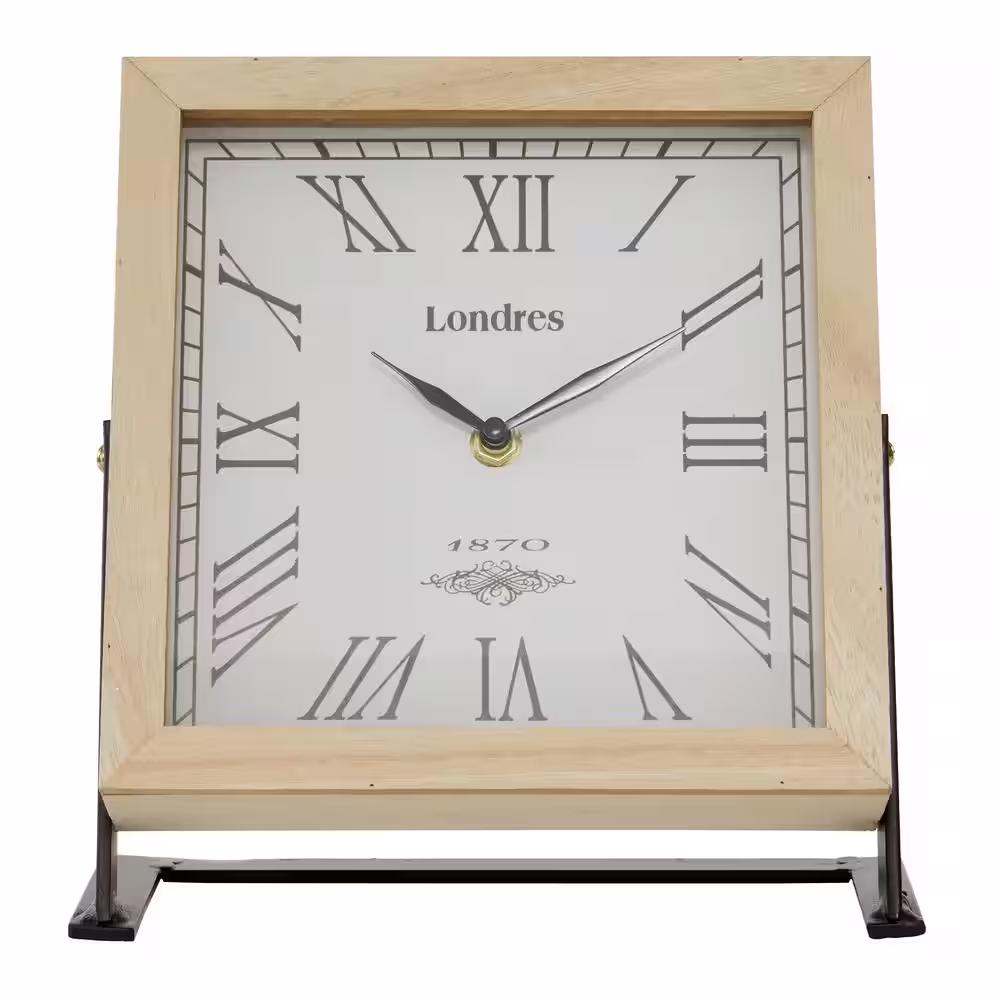 Litton Lane Brown Wood Analog Clock