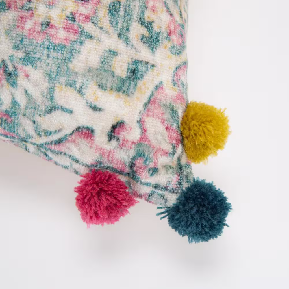 None Multi-Colored Floral Poly Filled 20 in. x 20 in. Decorative Throw Pillow