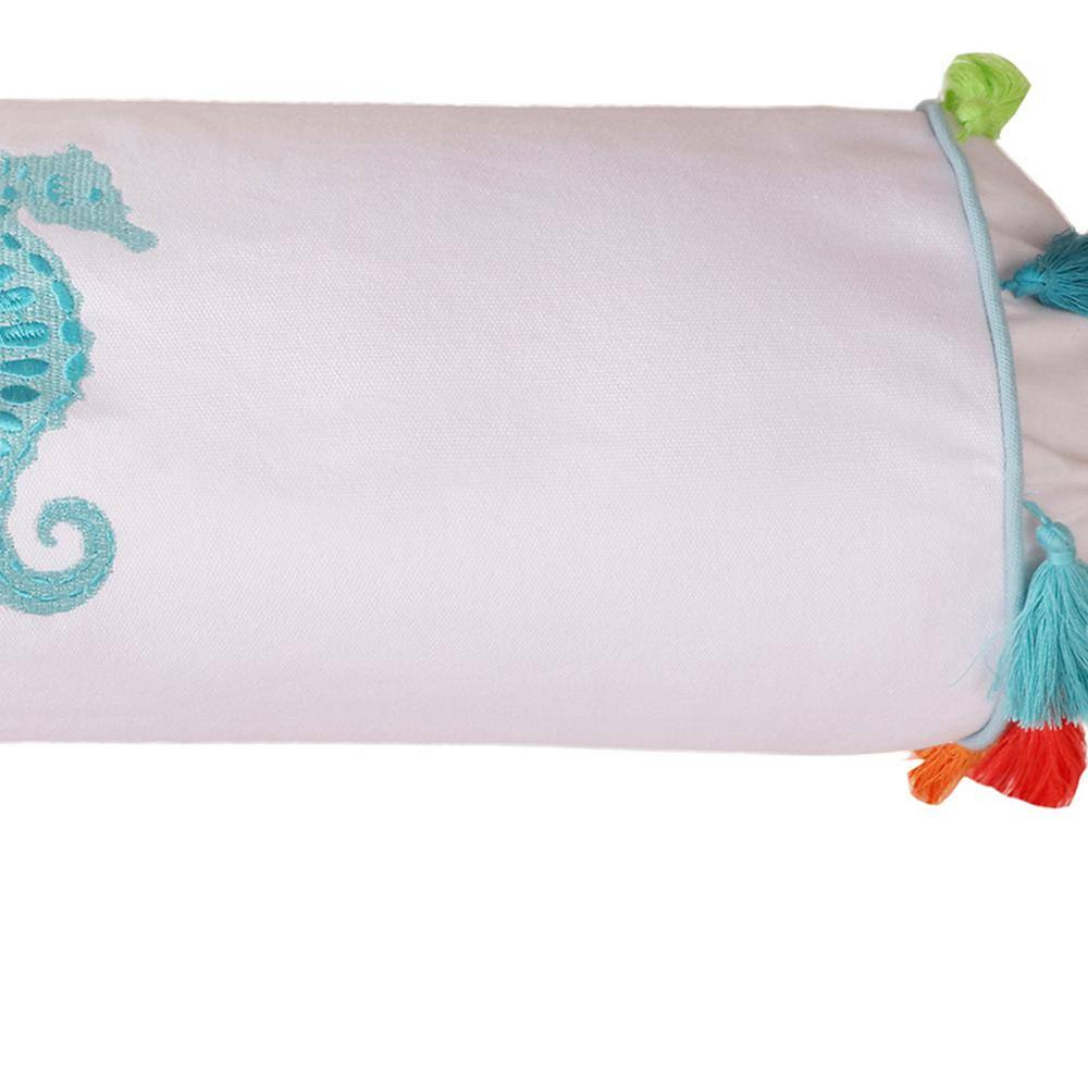 Levtex Home Beachwalk Multicolored Seahorse Embroidered with Tassels 7 in. x 18 in. Throw Pillow
