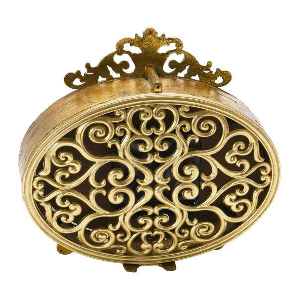 Storied Home Distressed Pewter Mantel Clock, Gold Finish