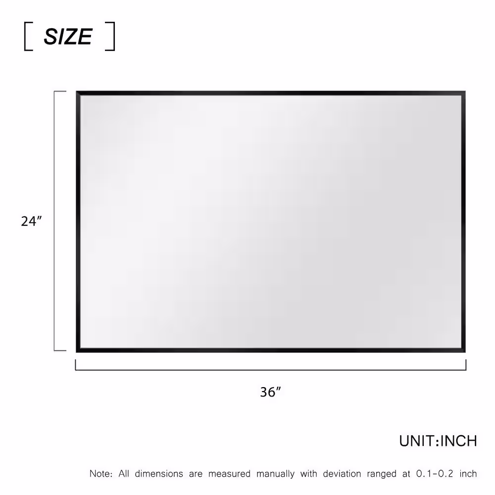 NEUTYPE Medium Rectangle Black Hooks Contemporary Mirror (36 in. H x 24 in. W)