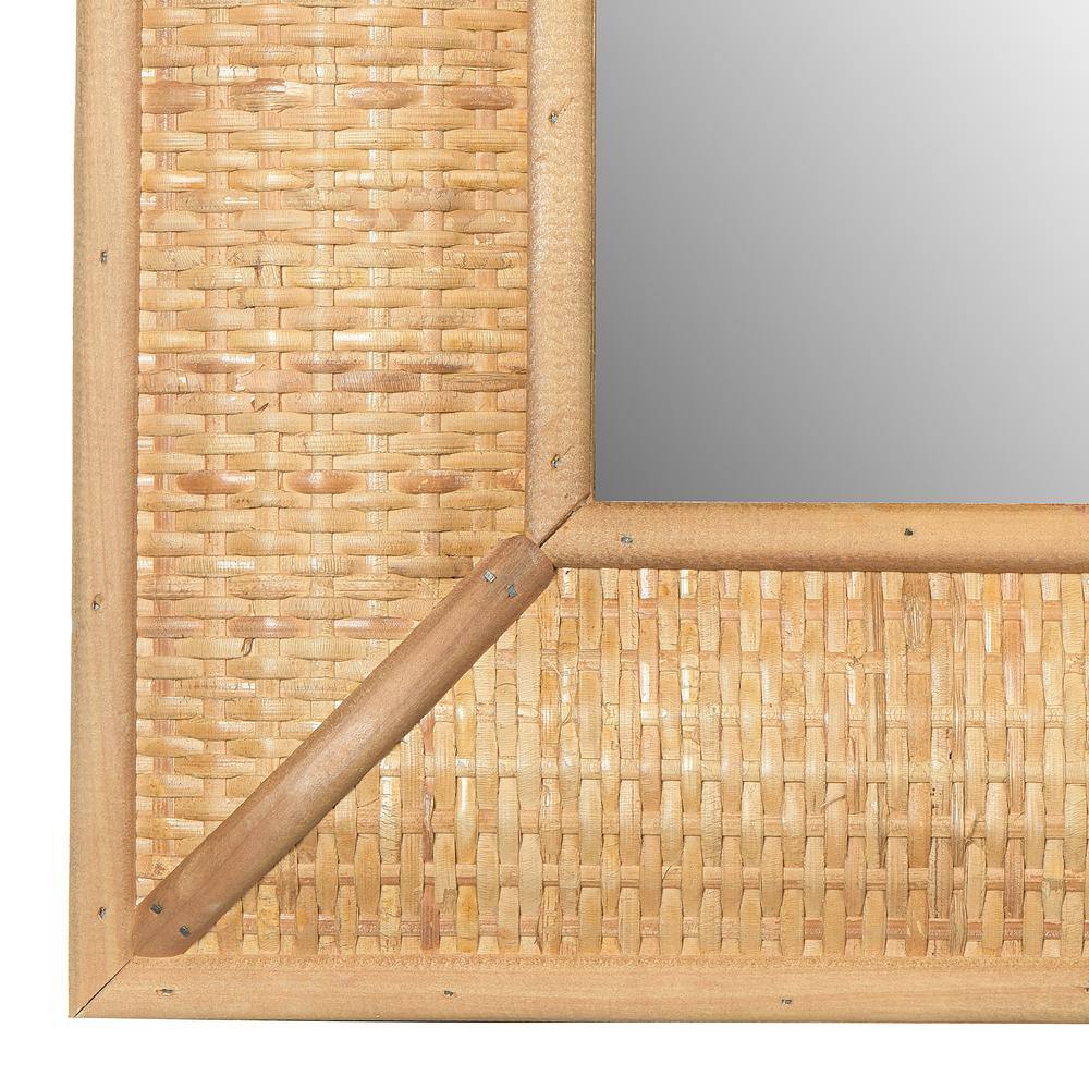 Storied Home 20 in. x 26 in. Coastal Rectangle Framed Decorative Mirror with Rattan Detail, Natural