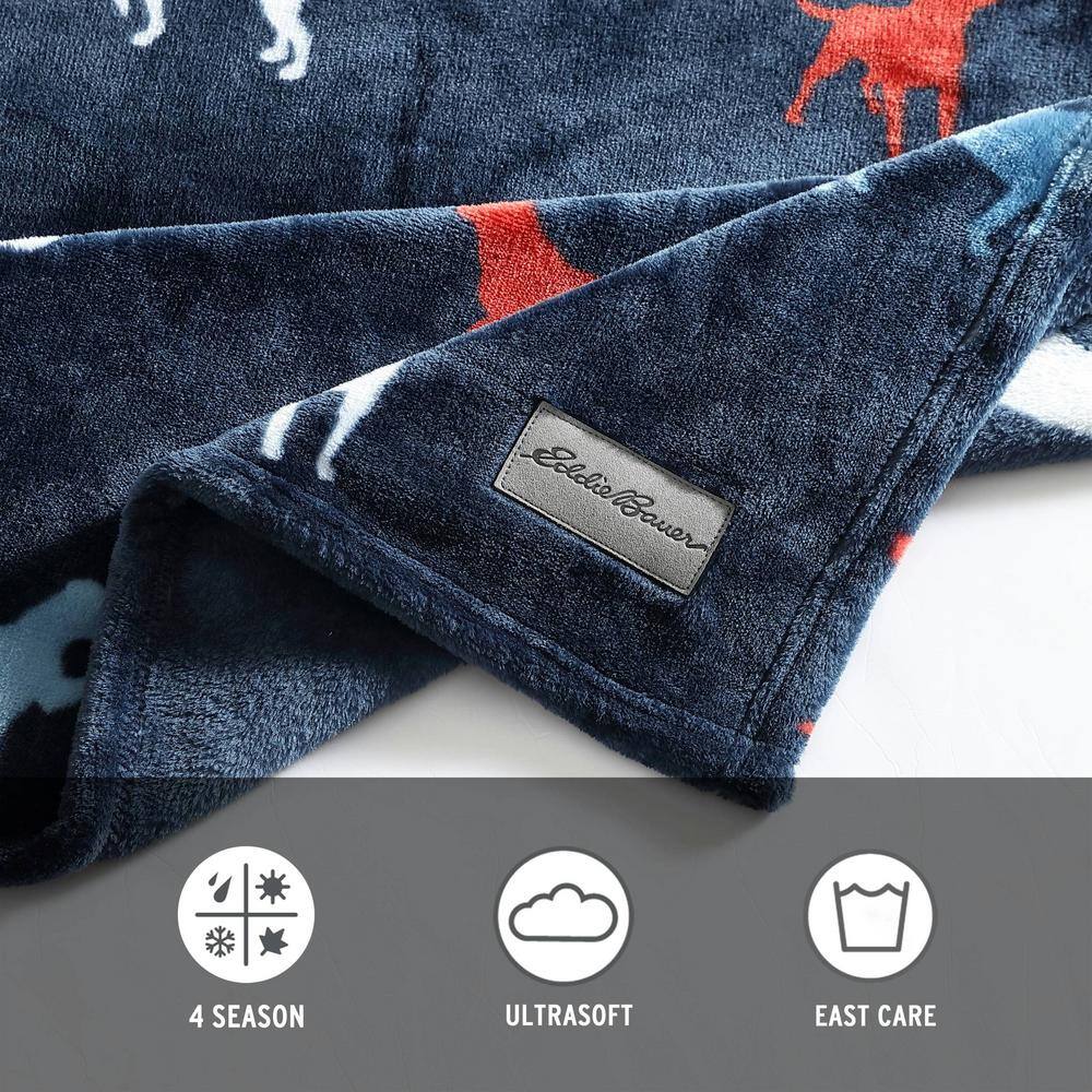 EDDIE BAUER Buddy The Dog Blue Microfiber 70X50 Throw Blanket