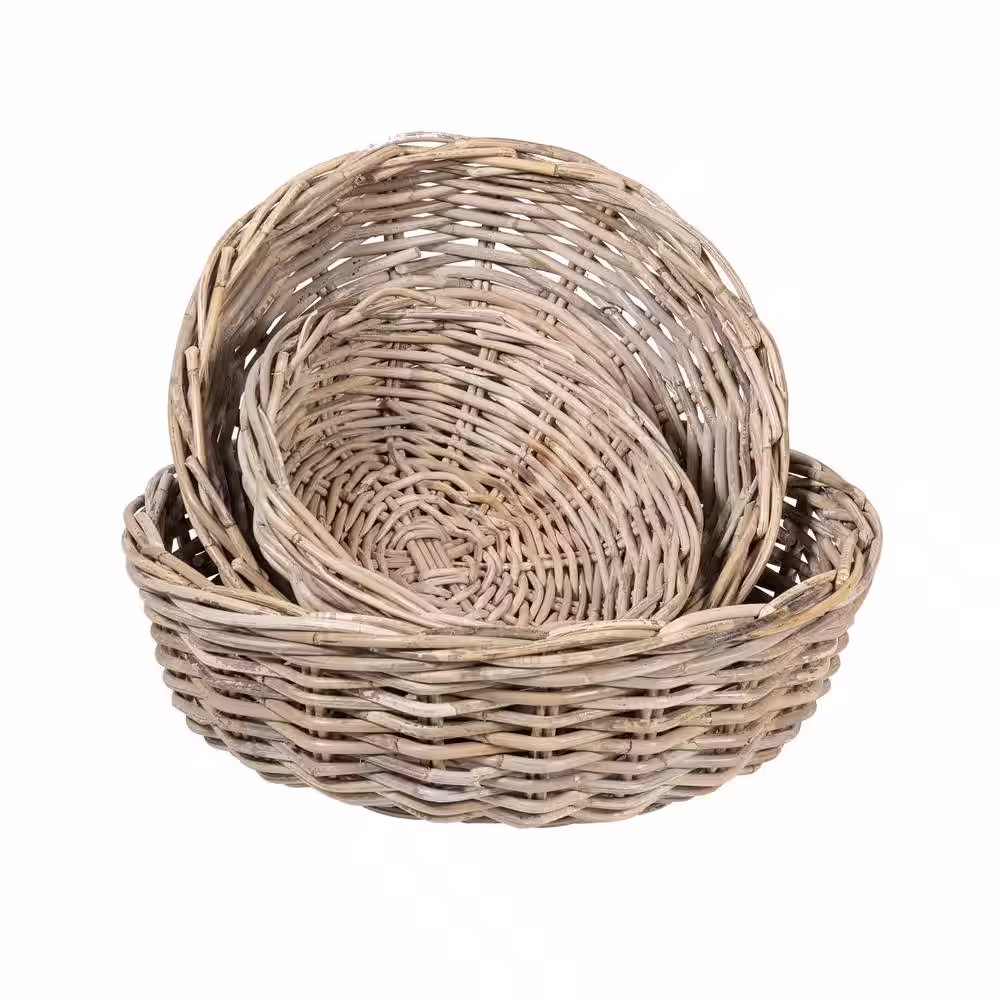 East At Main Lombok Natural Woven Rattan Baskets,Set of 3