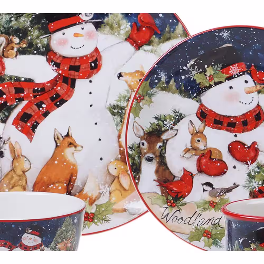 Certified International Magic Of Christmas Snowman 16-Piece Multicolored Earthenware Dinnerware Set (Service for 4)