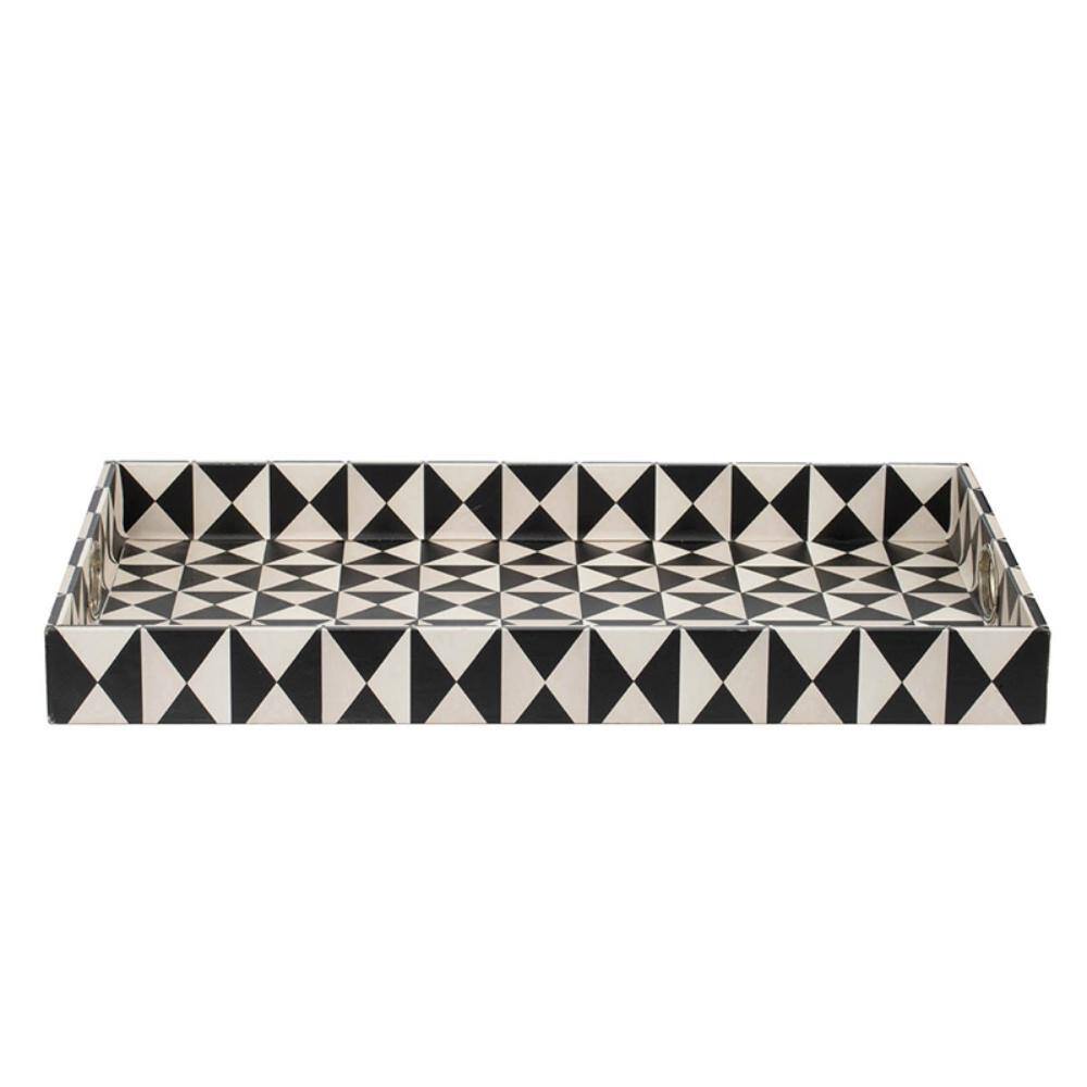 A & B Home Hanley Geometric Black, White Trays (Set of 2)