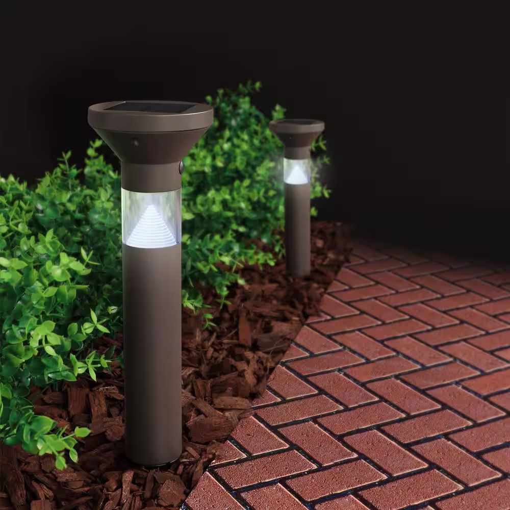 Feit Electric OneSync Landscape 40 Lumens Bronze Solar Integrated LED Outdoor Bollard Light with Dusk-To-Dawn Multi-CCT+RGB Wireless