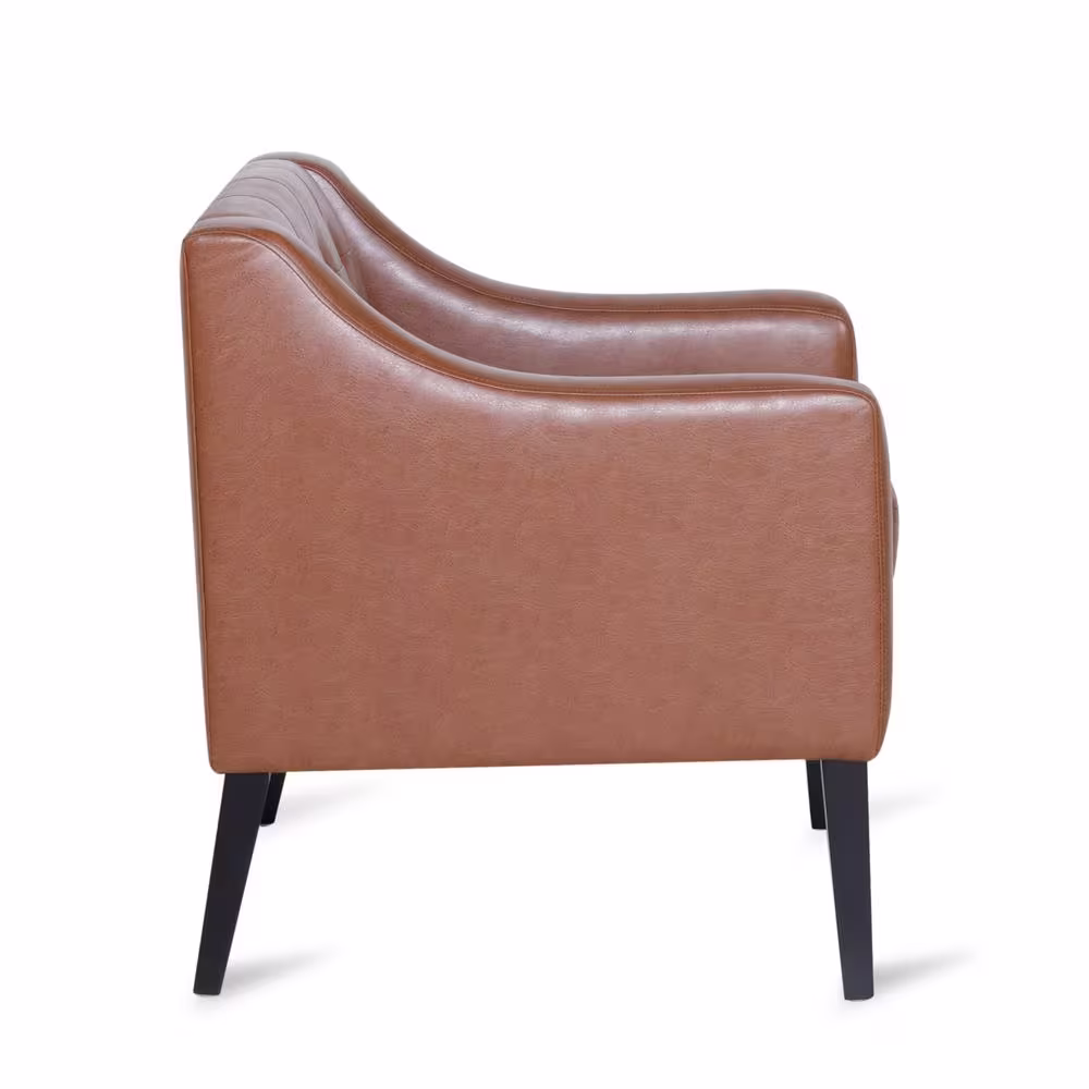 Noble House Annisa Cognac Brown and Espresso Faux Leather Tufted Accent Chair (Set of 2)