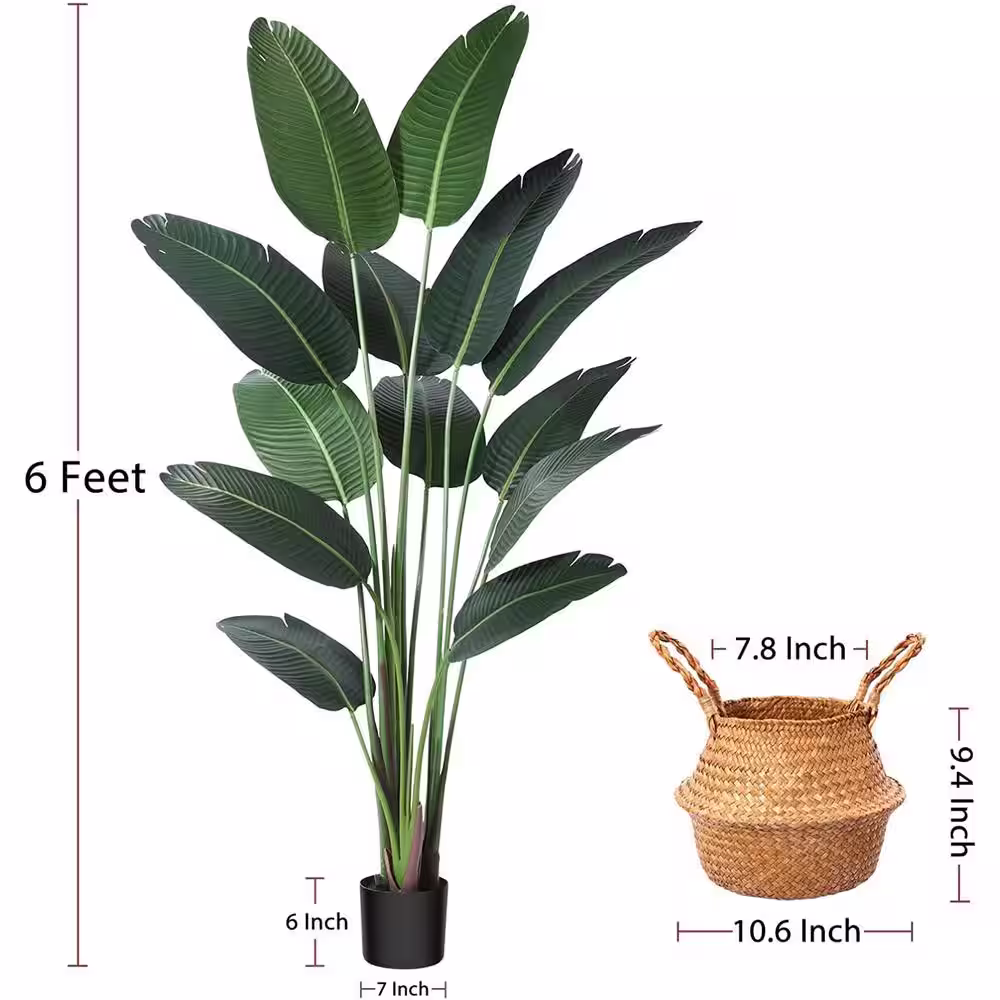 None 6 Ft Green Artificial Bird of Paradise Plants