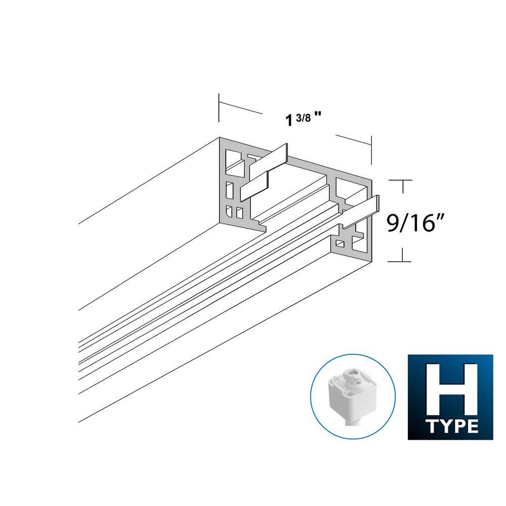 NICOR 8 ft. White Linear Track Lighting Section
