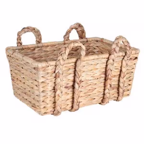 HOUSEHOLD ESSENTIALS 9.84 in x 20.9 in Rectangular Basket with Braid Handles