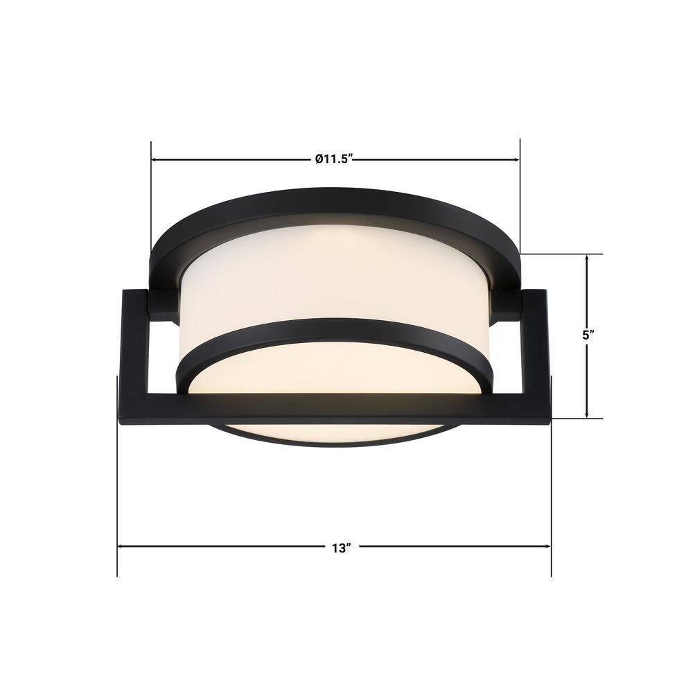 GLUCKSTEINELEMENTS Landon 1-Light Black LED Outdoor Flush Mount Light
