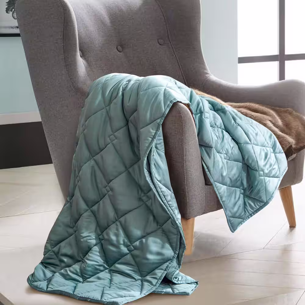 None Green 48 in. x 72 in. x 15 lbs. Weighted Throw Blanket