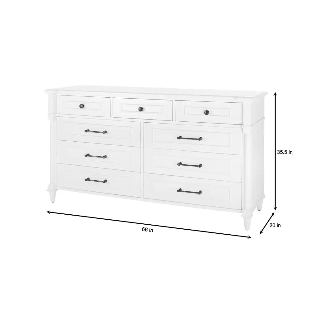 Home Decorators Collection Bellmore White 9-Drawer Dresser (66 in. W x 20 in. D x 35.75 H)