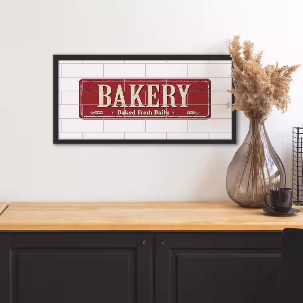 RoomMates Red and White Bakery Tile and Type Framed Wall Art