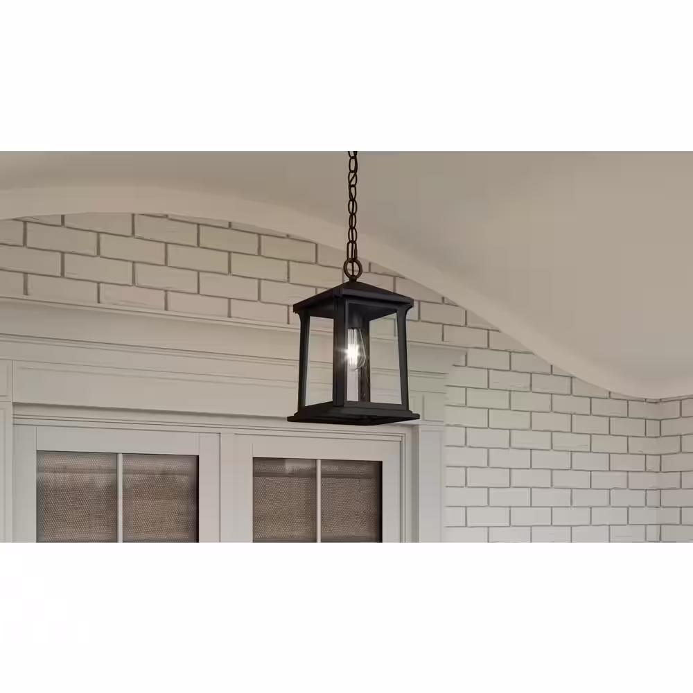 Quoizel Satterfield 1-Light Matte Black Outdoor Pendant Light