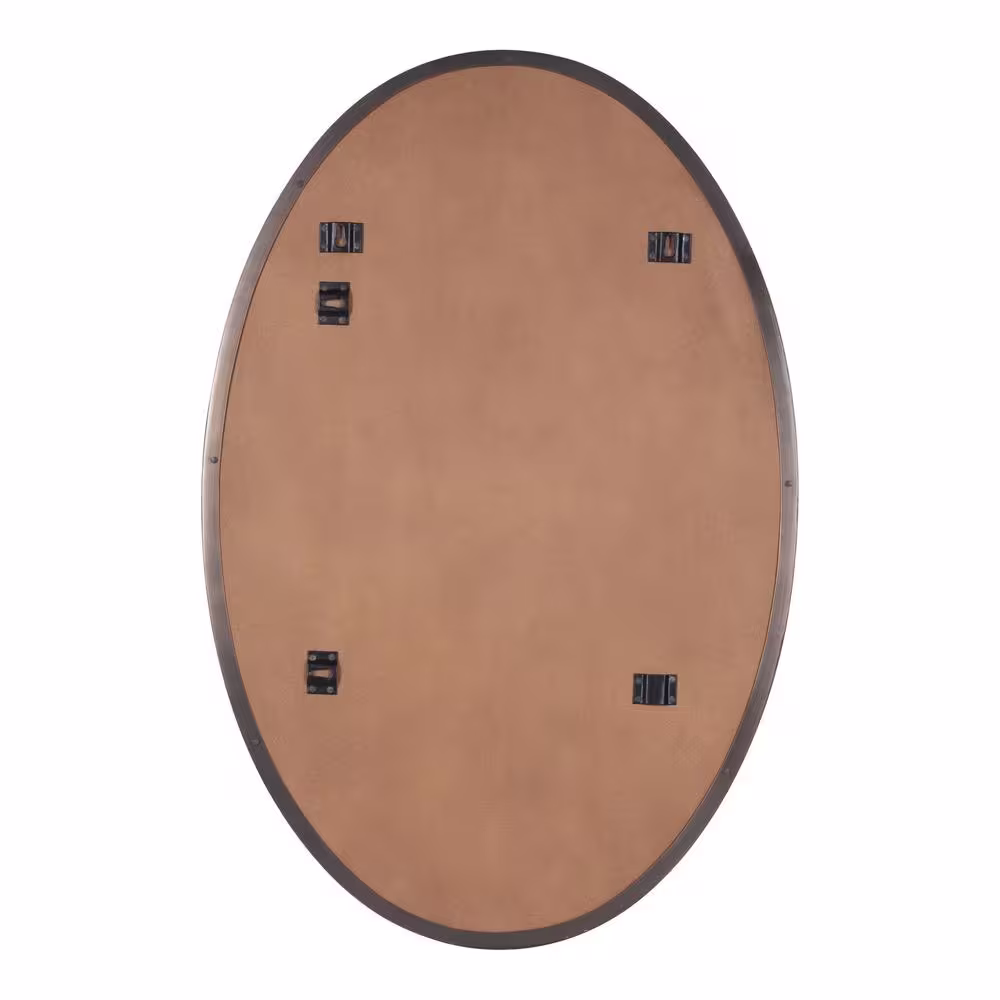 Kate and Laurel 30.00 in. H x 20.00 in. W Rollo Modern Oval Framed Bronze Accent Wall Mirror