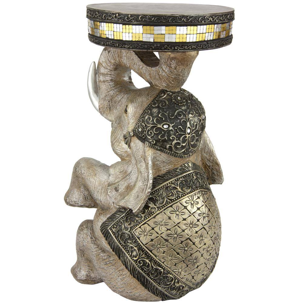 Oriental Furniture 20 in. Sitting Elephant Decorative Statue