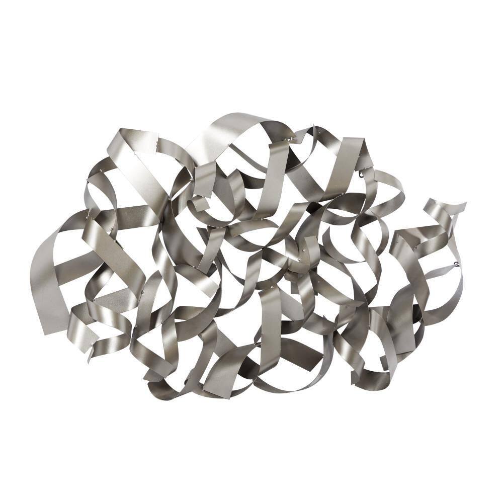 Litton Lane Metal Dark Gray Abstract Wall Decor with Coiled Ribbon Inspired