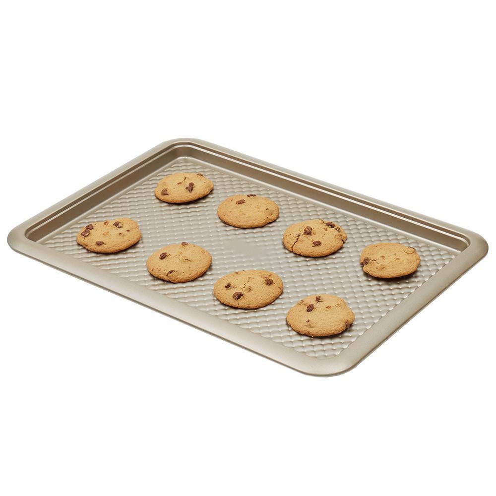 Home Basics Aurelia Non-Stick 13 in. x 18.25 in. Carbon Steel Cookie Sheet, Gold