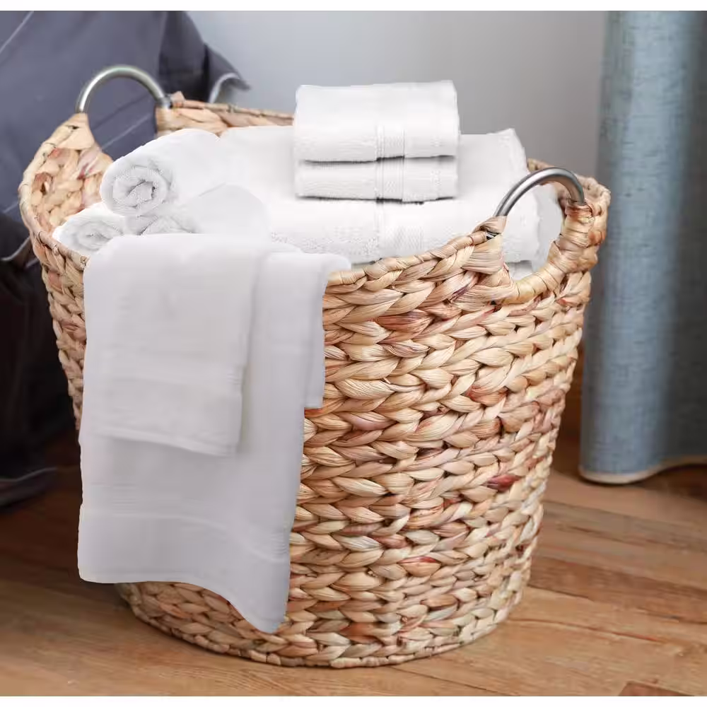 Vintiquewise Large Round Water Hyacinth Wicker Laundry Basket