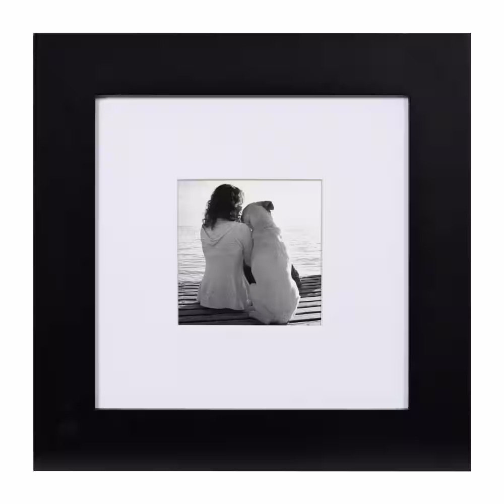 DesignOvation Museum 8 in. x 8 in. Matted to 4 in. x 4 in. Black Picture Frame (Set of 4)