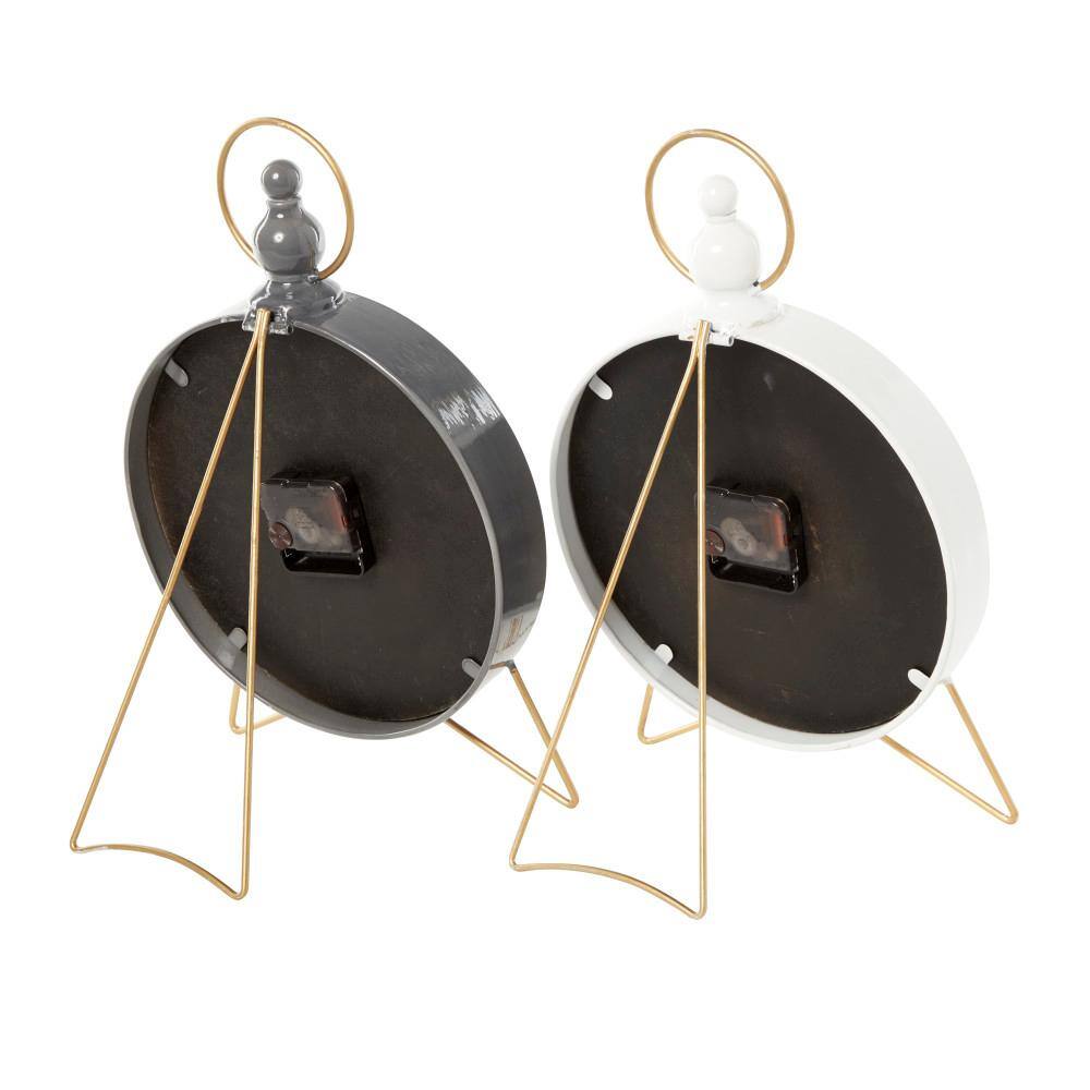 Litton Lane Multi Colored Metal Analog Clock with Gold Accents (Set of 2)