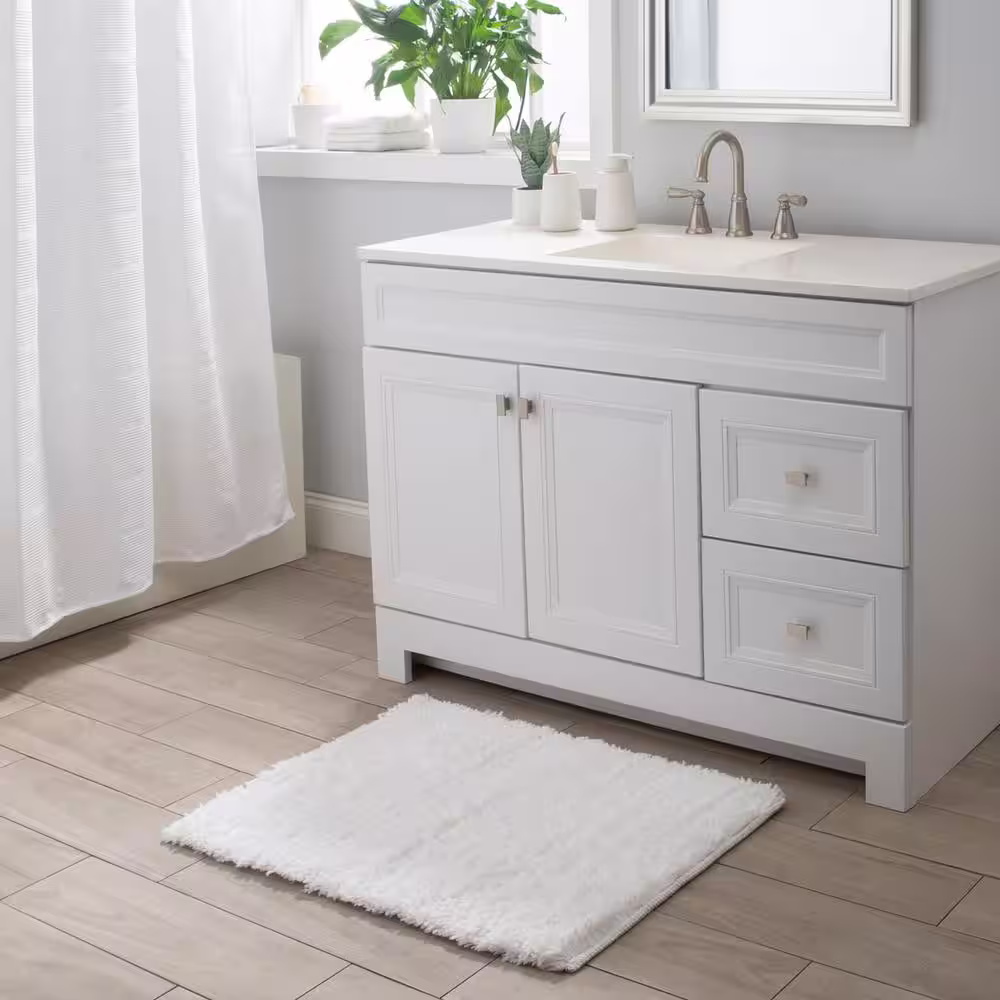 None Plush Bath Mat 20 in. x 32 in. White