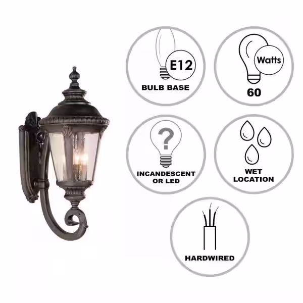 Bel Air Lighting Commons 4-Light Rust Coach Outdoor Wall Light Fixture with Seeded Glass