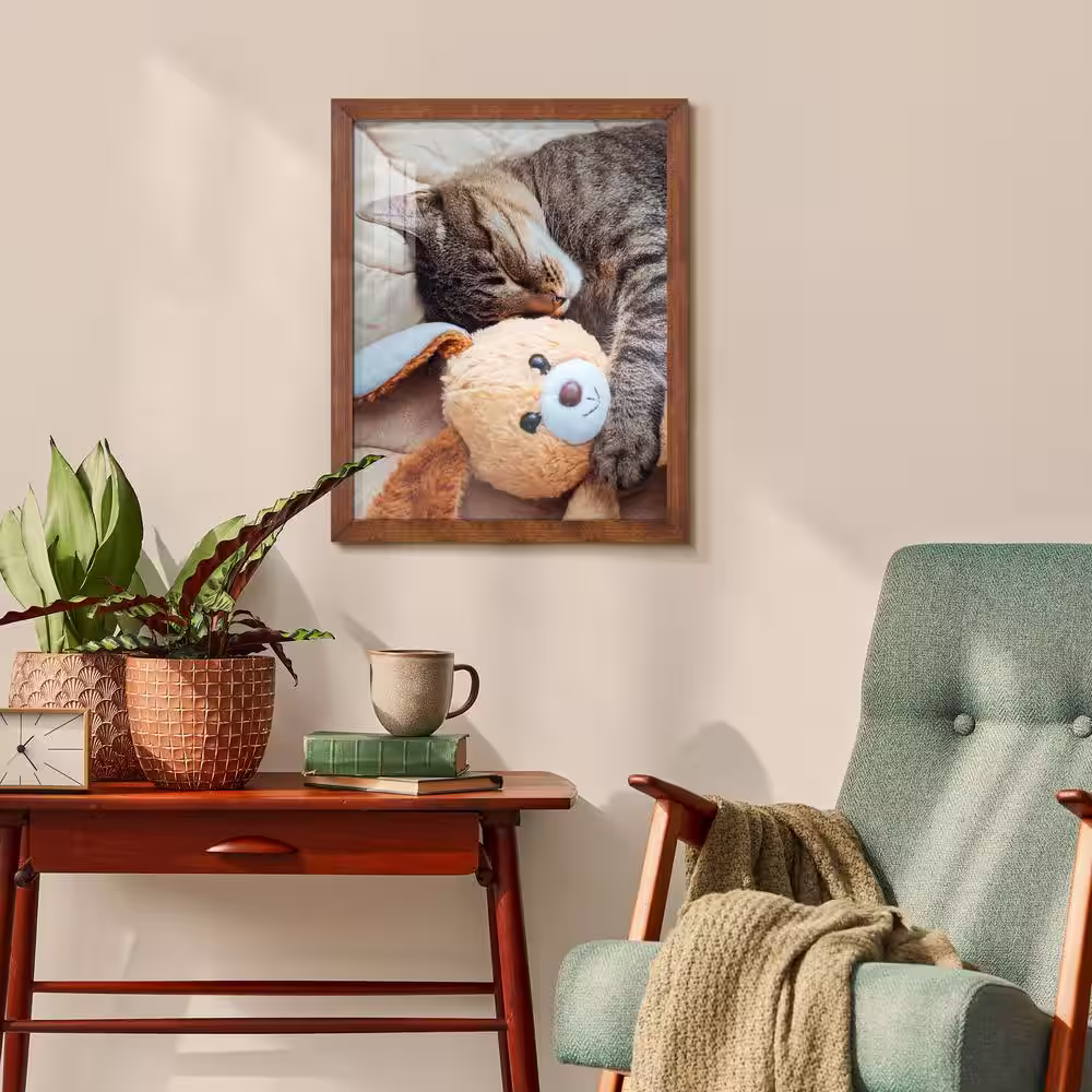 None Grooved 11 in. x 14 in. Walnut Picture Frame